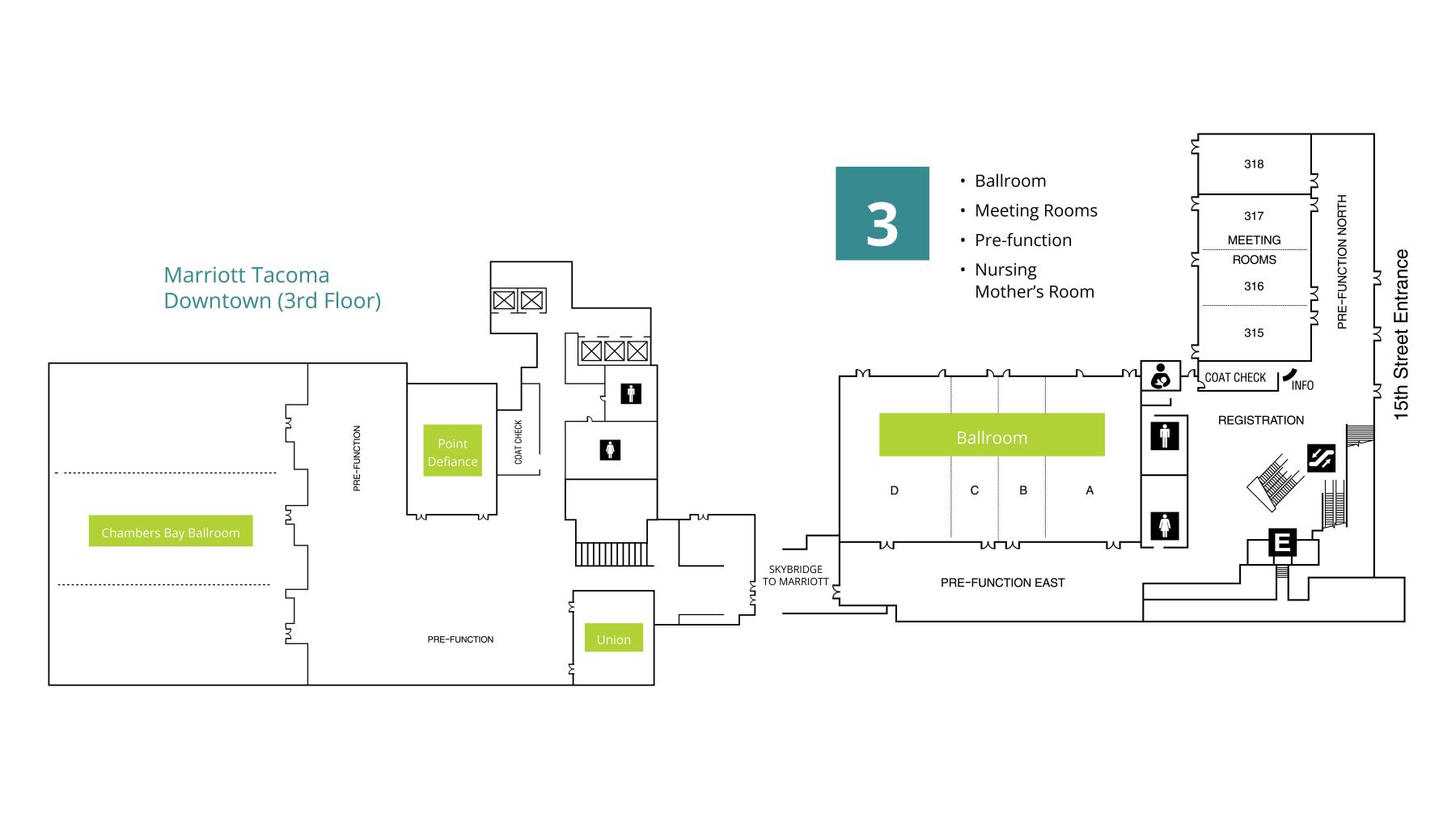 Diagram of 3rd floor of the Greater Tacoma Convention Center
